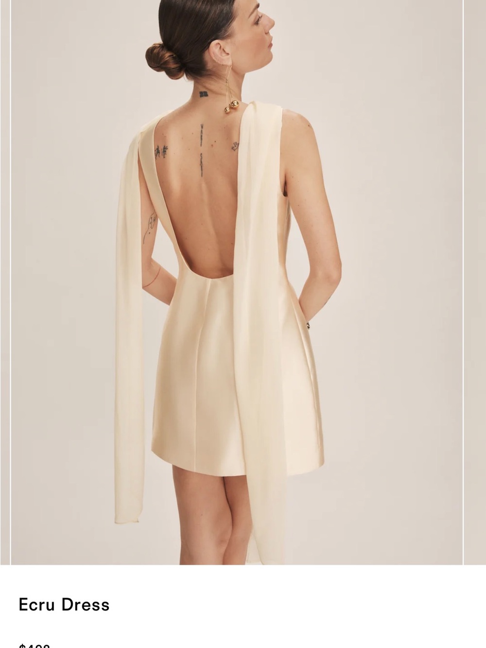 Reformation Ecru Backless Mini Dress